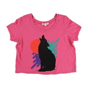 Title Unknown Womens Wolf Graphic T-Shirt, Pink, S, DM